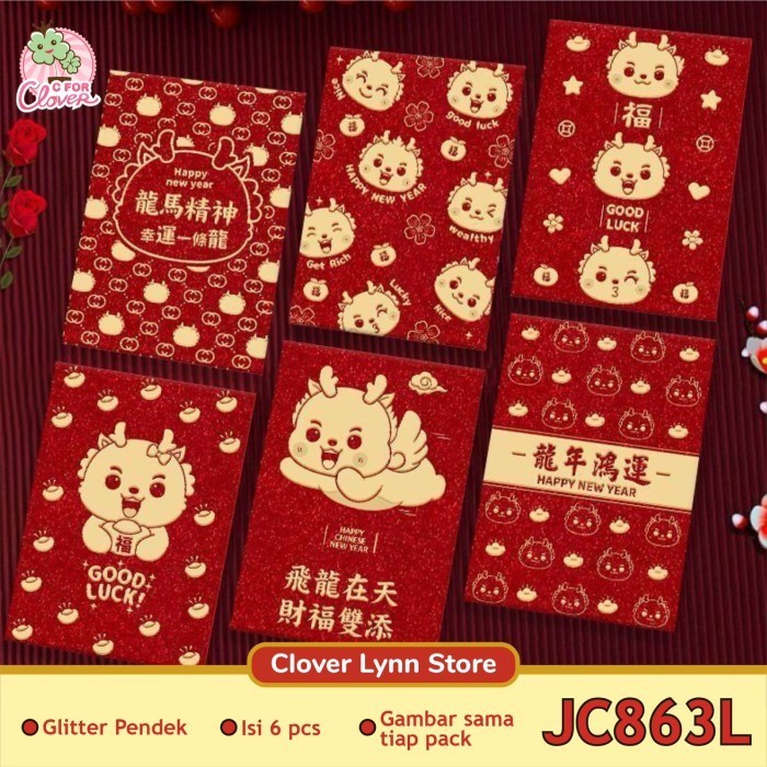 

ANGPAO PANJANG NAGA IMLEK 2023 ISI 6 hongpao dragon chinese new year - PDK JC863L