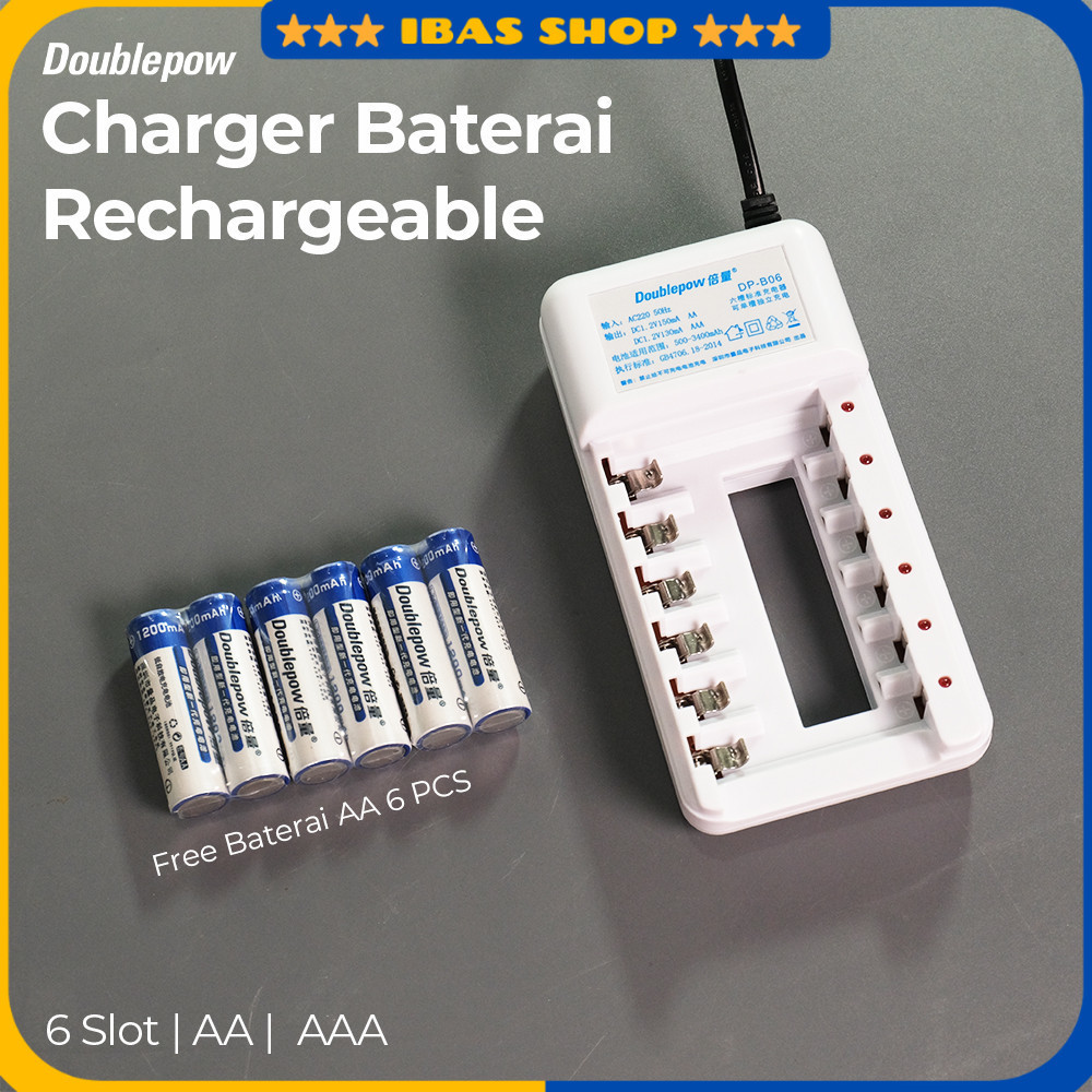 Charger Baterai Rechargeable 6 Slot AA AAA with AA 6 Pcs - DP - B 06