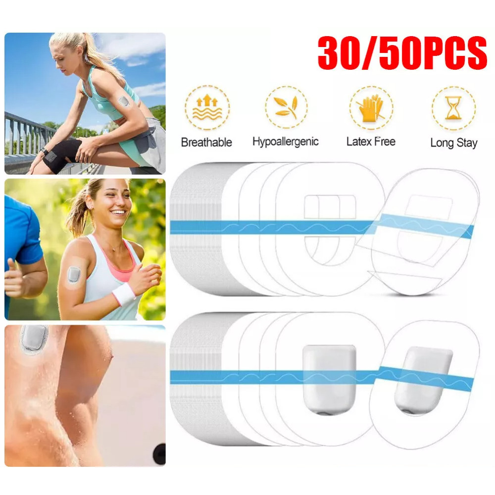 

30/50Pcs Omnipod Adhesive Patches Waterproof Transparent Tape Clear Omnipod Covers Overpatch Pre Cut Back Paper