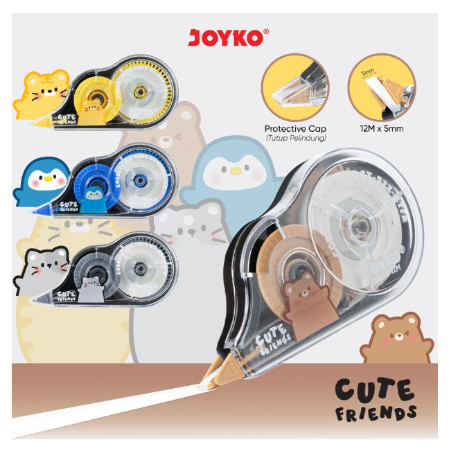 

( StaLand ) CORRECTION TAPE JOYKO CT-522-CTFR / Tip-Ex Tipex Kertas Joyko CUTE FRIENDS CT-522 CTFR CT-522CTFR