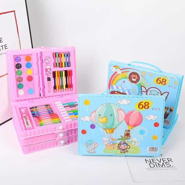 

set alat gambar crayon set 68 pcs pensil warna cat air anak