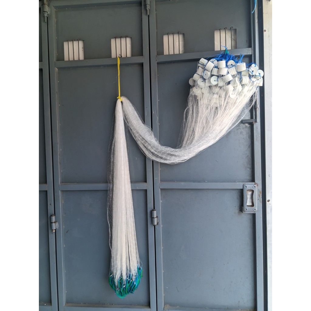 Jaring Ikan Siap Pakai 3 Lapis Tinggi 1,5m Panjang 50m Jaring Luar 5in Senar 0,35mm Jaring Dalam 1,5