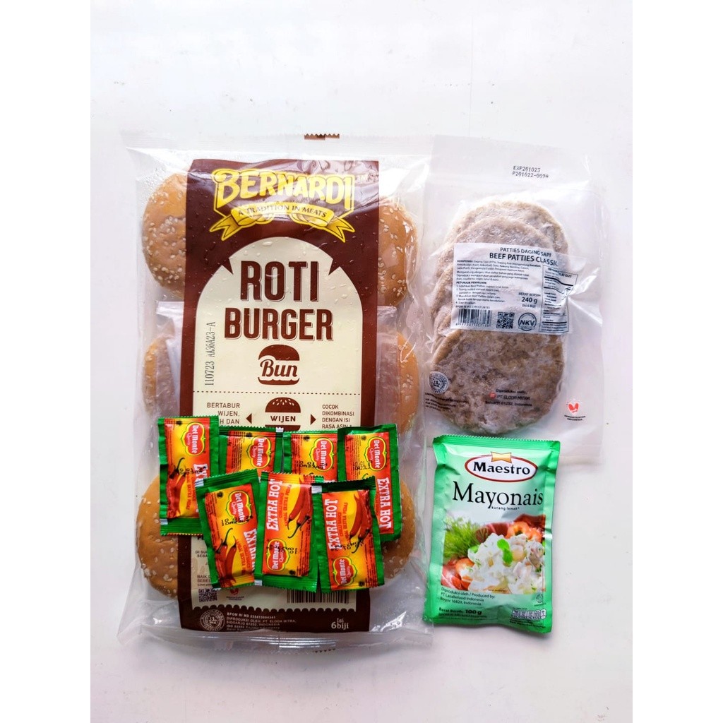 

[PAKET] BERNARDI burger wijen isian beef patties classic 6s