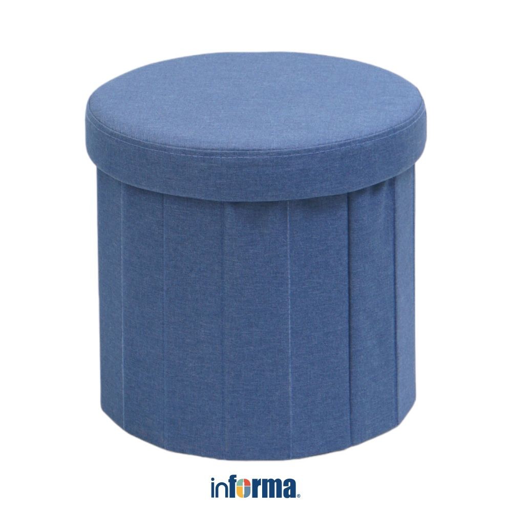 Informa 38 cm Wilko Kotak Penyimpanan Lipat Round - Biru Kotak Serbaguna Wadah Simpan Storage Box Bo