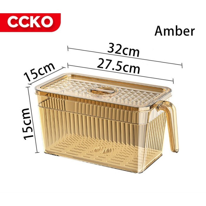 Kotak Penyimpanan Kulkas Container Transparan Acrylic Serbaguna - Amber