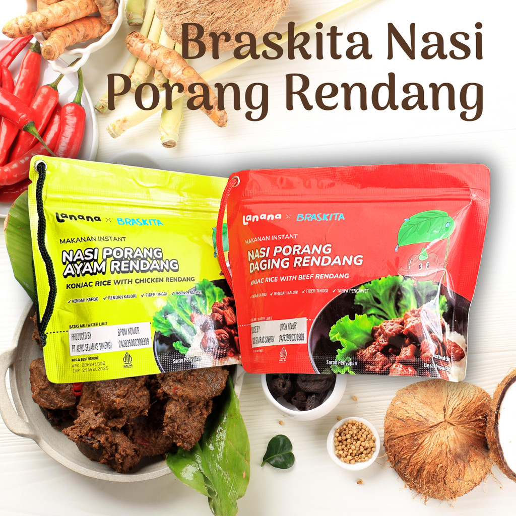 

Nasi Porang Rendang Instan Braskita | Rendang Konjac Rice