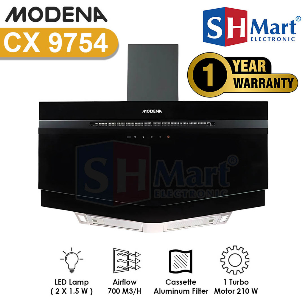 COOKER HOOD MODENA CHIMNEY FORLI CX9754 / CX 9754 TOUCH CONTROL 3 SPEED GARANSI RESMI