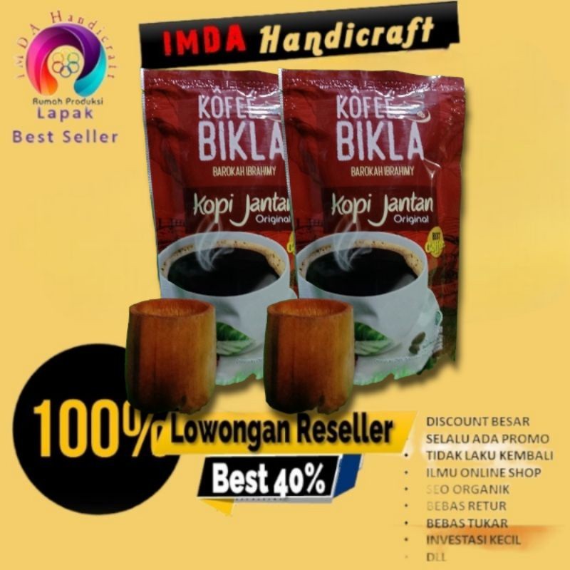 

IMDA HANDICRAFT KOPI BIKLA JANTAN Kopi Bermutu 125 gr PAKET GELAS SECANG