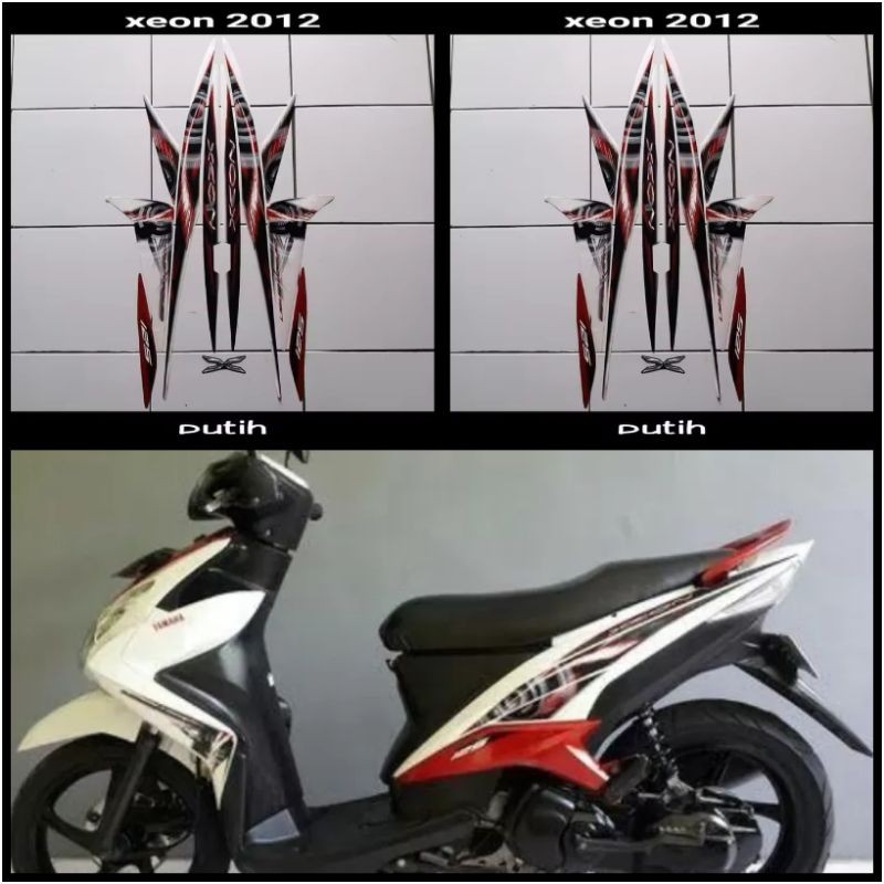 STIKER STRIPING LIS LES POLET PLAT PLISIR BODY MOTOR YAMAHA XEON 2011 2012 KARBU HITAM PUTIH