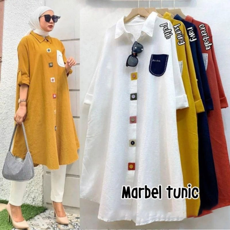 FLASH SALE Vallina Outfit - Marbel Long Tunic Baju Atasan Wanita Muslim Modern Crinkle Premium M - X