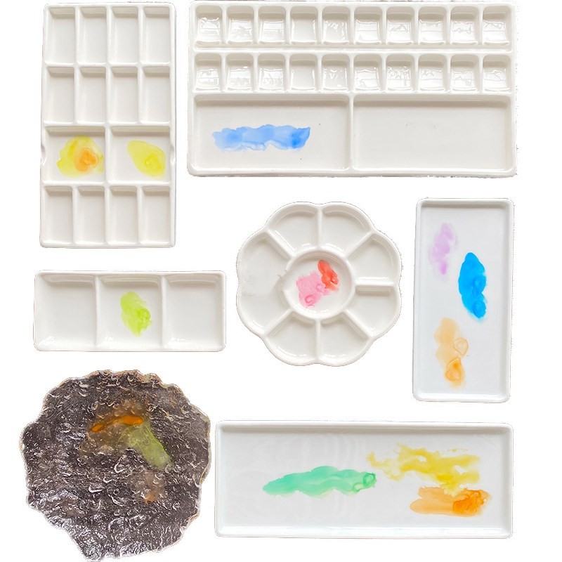 

Ceramic watercolor palette multi-cell watercolor painting white porcelain palette professional painting ceramic supplies