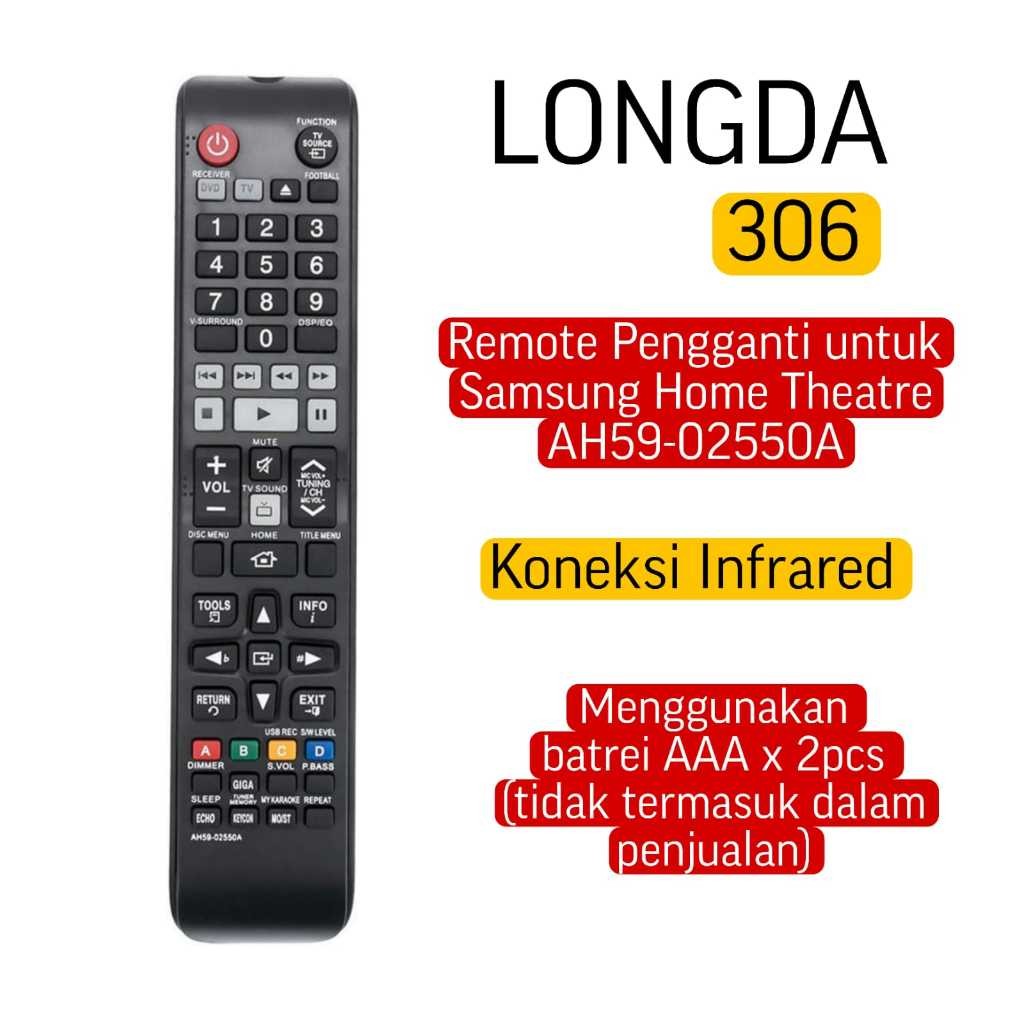 LONGDA 306 Remote Pengganti untuk Samsung Home Theater AH59-02550A