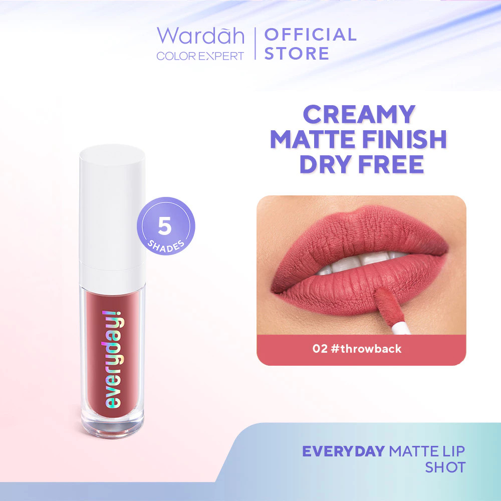 Lipstick WARDAH Everyday! Matte Lip Shot 2.2g ORIGINAL  Lipcream Tekstur Creamy, Hasil Akhir Matte, 