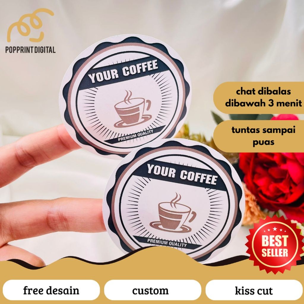 

PopPrints 9-15 Cetak Sticker Label Minuman Coffe Stiker Coffee Free Desain Bulat Chromo Murah Kemasan Kopi
