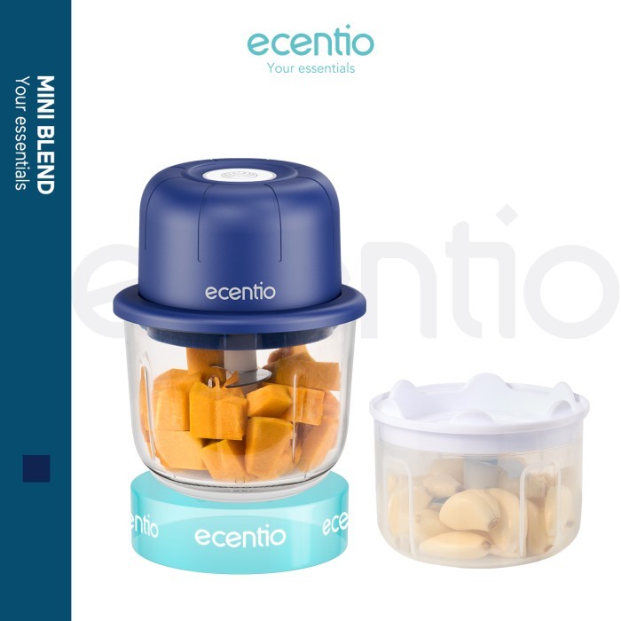 ecentio chopper mini 6 pisau 350ml kaca blender portable cope bumbu - kaca+plastik
