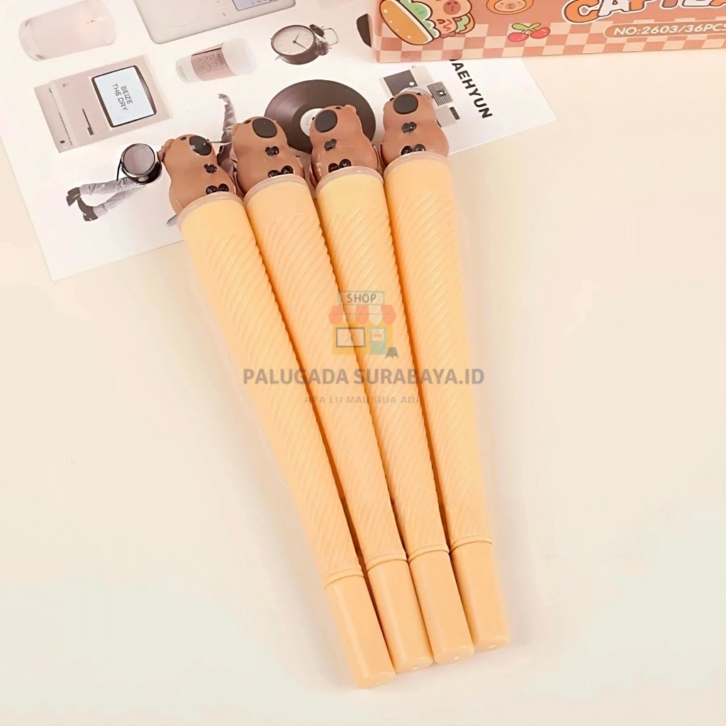 

⭐ PGS ⭐️ Pena Es Krim Cone Motif Capybara Gel 0.5 mm Alat Tulis Sekolah