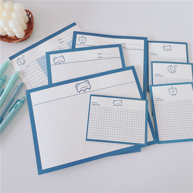 

Cartoon Cute Blue Bear Memo Pad Korean B5 Notepad Student Kawaii Loose-leaf Diary Class Notes School Stationery 30 Sheets