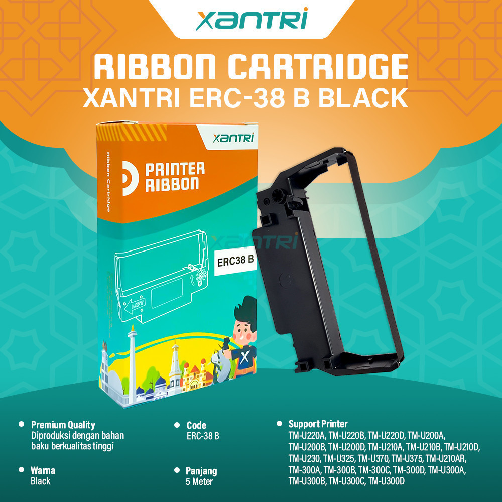 Xantri - Ribbon Cartridge Pita ERC-38 B ERC38 Printer Compatible For Epson TMU220 TM-U220A TM-U220B 