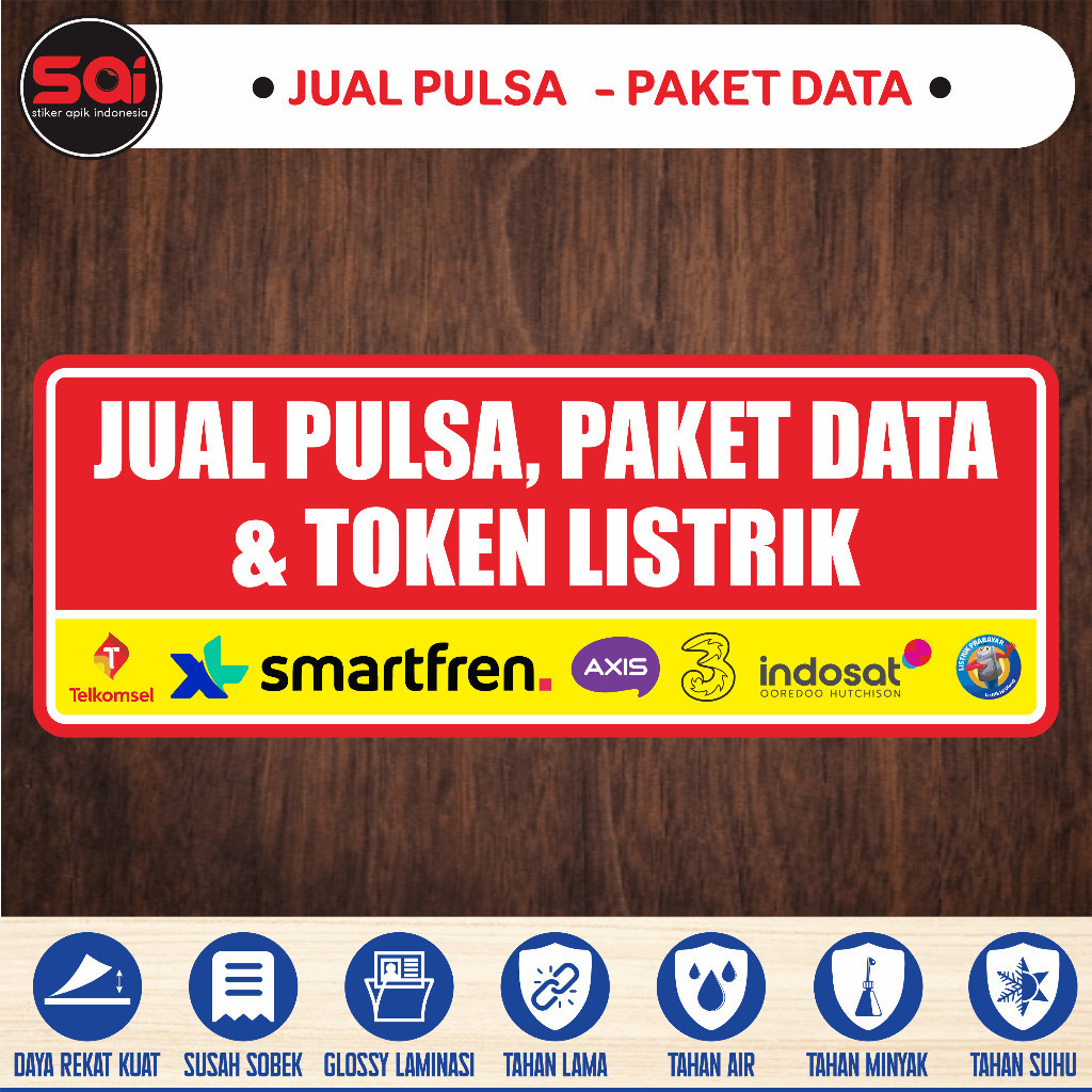 

Stiker vinyl anti air JUAL PULSA - PAKET DATA laminasi glossy