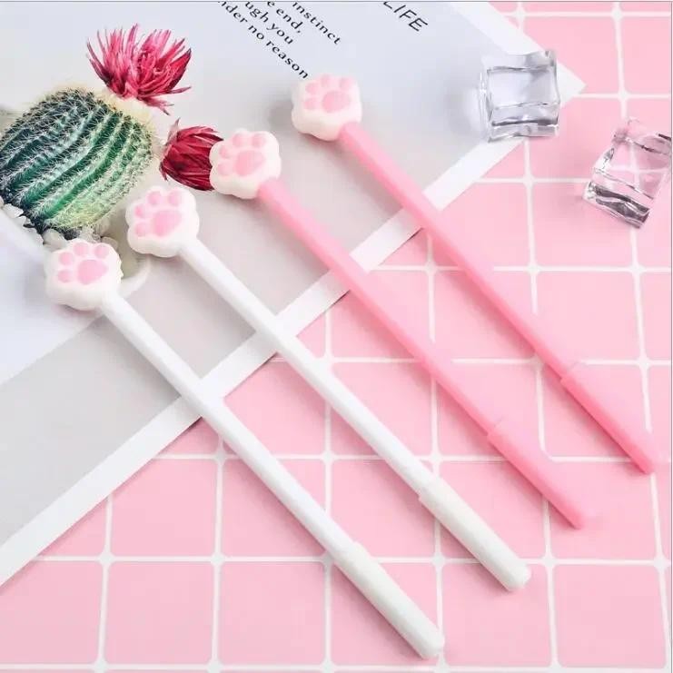 

4 Pcs Creative Stationery Cat Paw Silicone Gel Pens Cartoon Learning Halloween Christmas Gifts Kawaii School Supplies