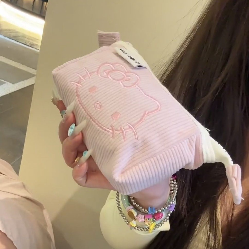 

Kawaii Hello Kitty Cute Cartoon 2 Layered Large capacity Children's Pencil Bag Student School Pencil Box Girls Gifts