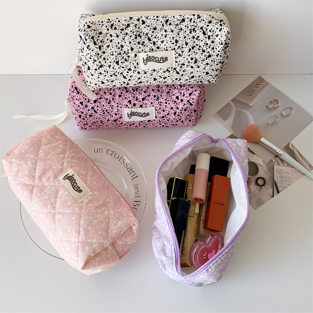 

Style Raindrop Textured Quilted Cotton Pencil Pouch Korean Simple Style Clutch Bag for Girls Portable Card Case Coin Purse