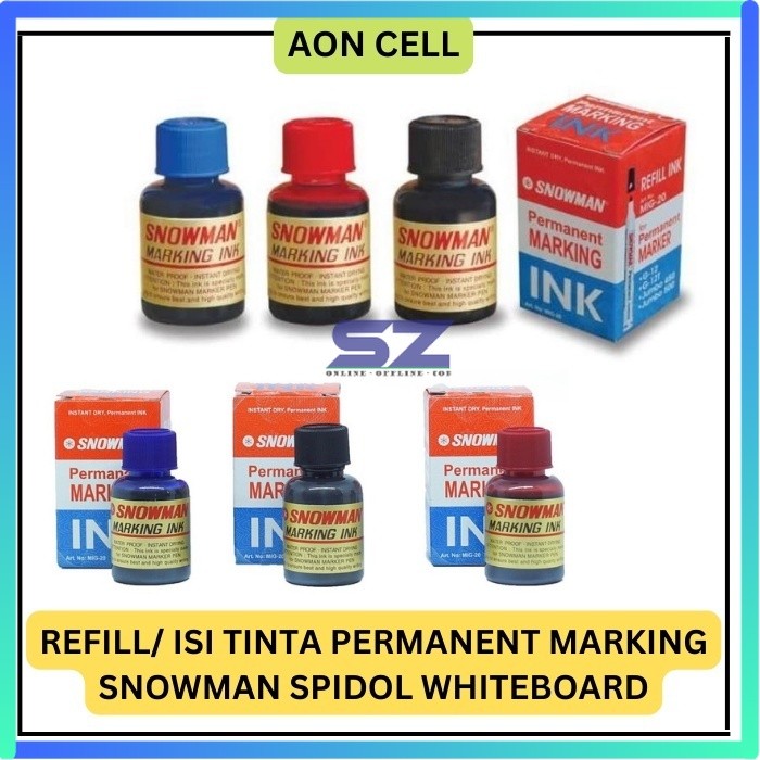 

REFILL ISI TINTA PERMANENT MARKING SNOWMAN SPIDOL MARKER PERMANEN