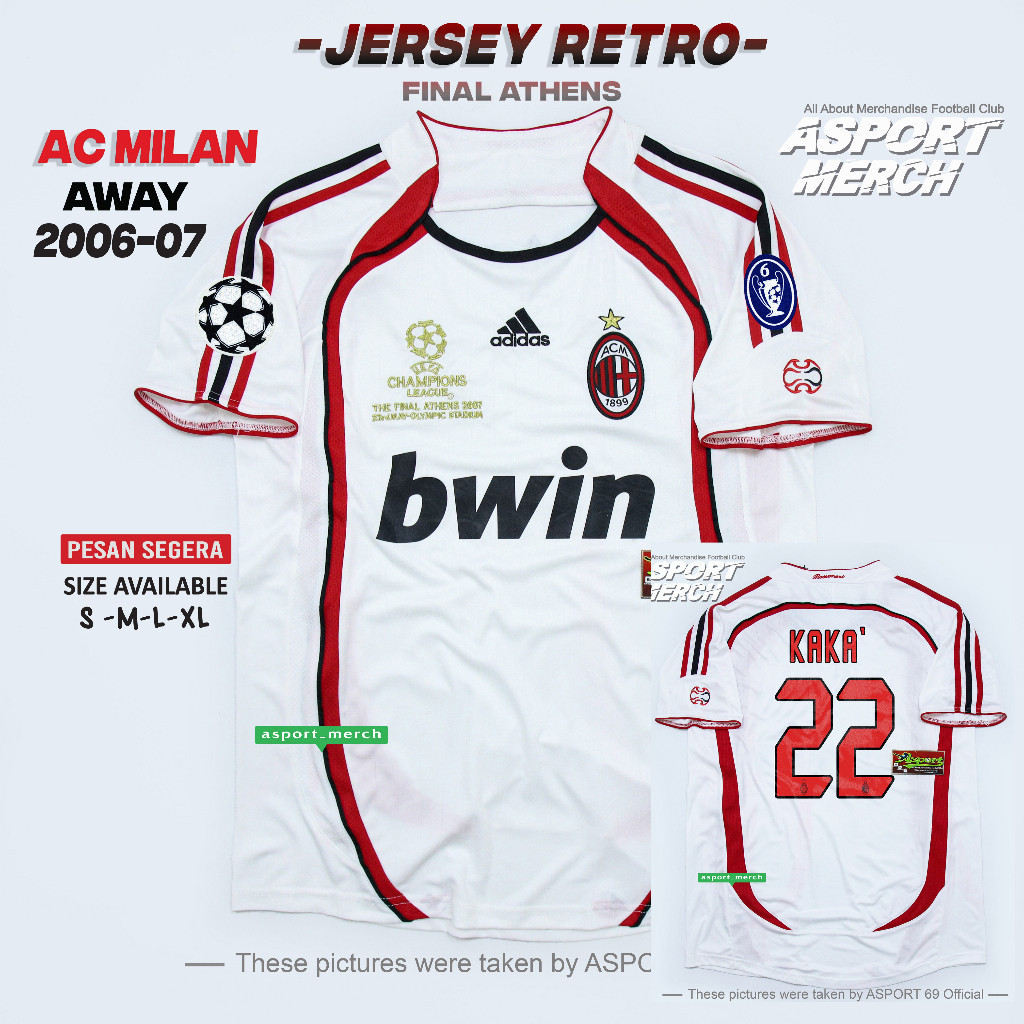 JERSEY AC MILAN RETRO AWAY 2006 2007 JERSEY RETRO MILAN FINAL ATHENS AWAY 06 07