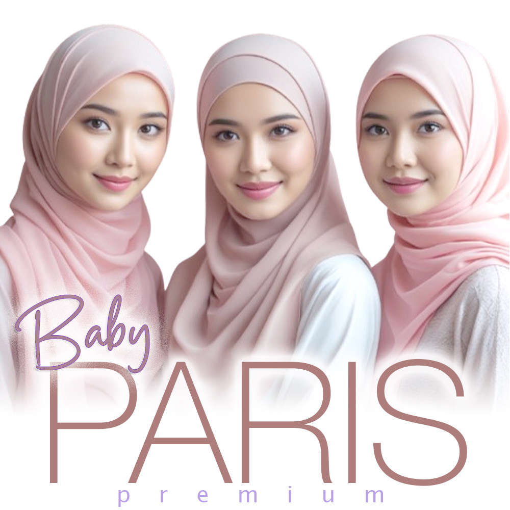 PROMO hijab SEGI EMPAT BABY PARIS PREMIUM, Baby Blue | Peach | Hijau Daun | Biru Turkish | Bata/Tera