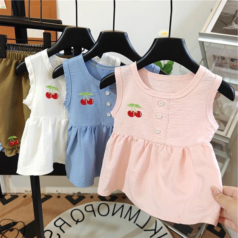Sahabat Baju Anak - Setelan Motif Cherry Anak Perempuan / Setelan Awan Gadis Kecil Feminim