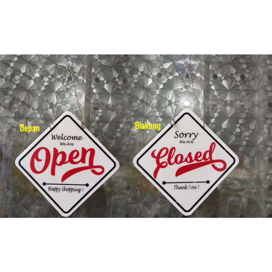 Papan Akrilik Open Closed Bolak Balik | Sign Acrylic Open Closed Gantungan | Open Closed Akrilik