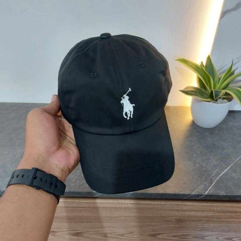 Termurah topi/caps Polo strap kain -  Hitam logo putih - original BNWT