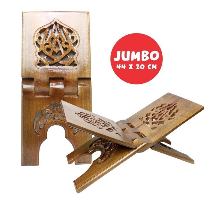 Rekal Alquran / Meja Alquran Lipat / Meja Al Quran Ukiran Arab Iqro - JUMBO REKAL