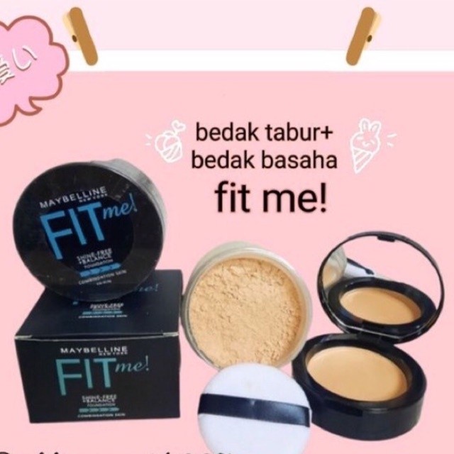 READY - BEDAK TABUR MAYBELLINE FIT ME 2IN1  — BEDAK TABUR+BEDAK BASAH FIT ME / BEDAK PADAT+BEDAK BAS
