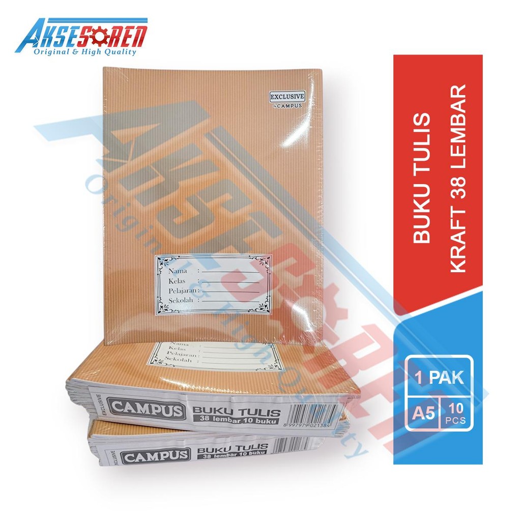 

Aksesoren Buku Tulis Sekolah 38 Lembar Kraft [1 Pak/A5] / Buku Campus Exclusive / Buku Kampus Catatan Harian Kwarto / Alat Tulis