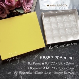 

10pcs Kotak Polos KUNING Mika Sekat K8852| Box Nastar|Lapis|CEK VARIAN - K8852-20 BENING
