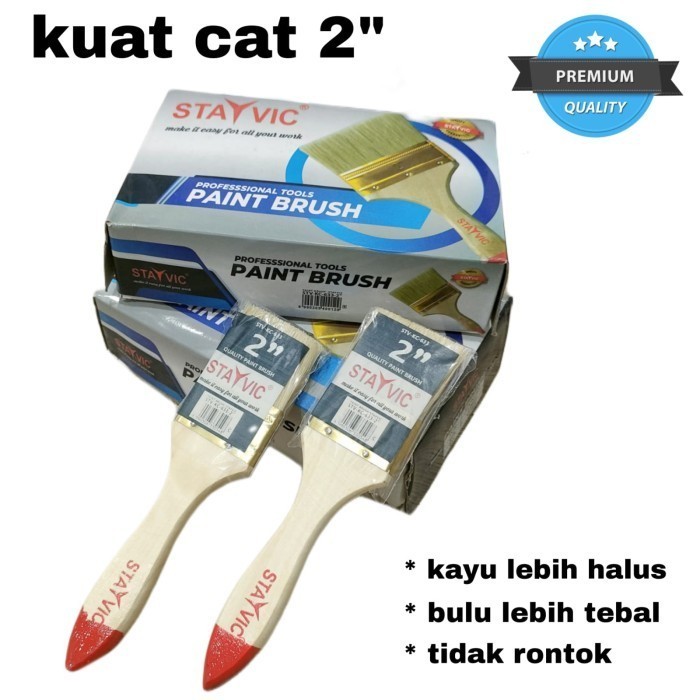 

Stayvic Kuas Cat Dinding Gagang Kayu 2 inch 4.5cm Per Pcs 1 Biji