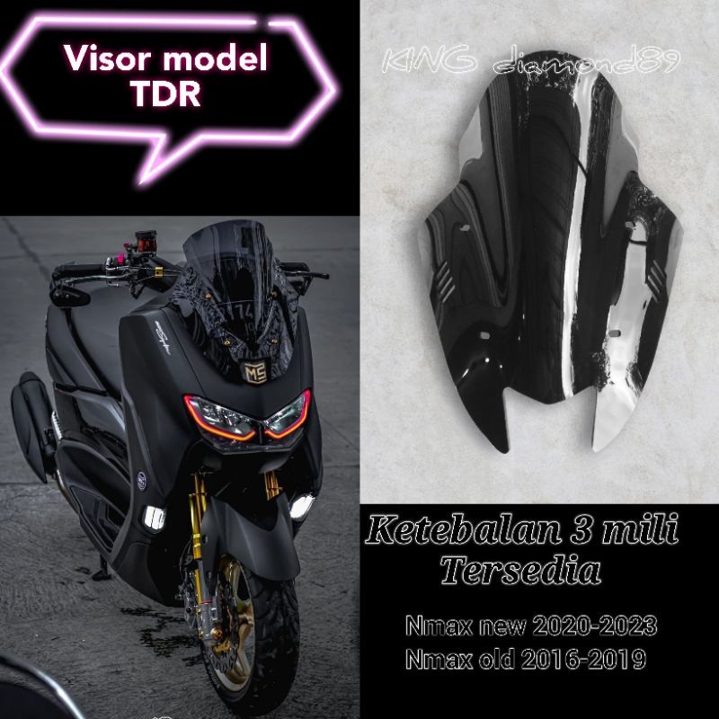 Visor Windshield Model TDR Sirip 3MM Winsil Nmax new 2020-2023 /Nmax  Old  2016-2019 model TDR sirip