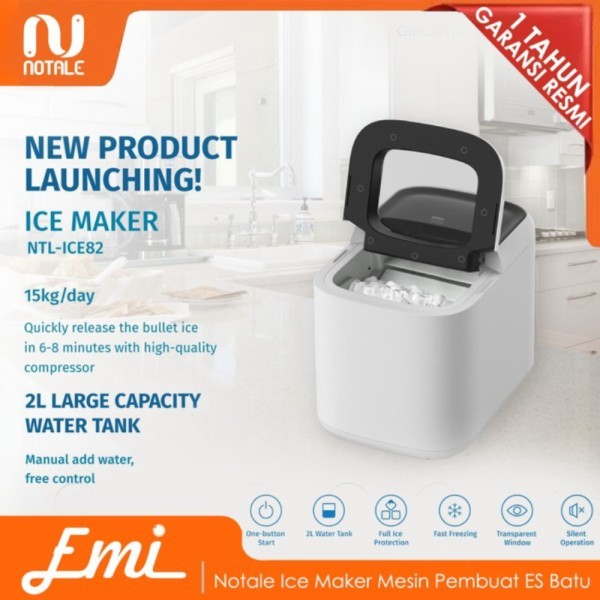 Notale Ice Maker Mesin Pembuat ES Batu Rumah Cafe Kantor 15kg per Hari