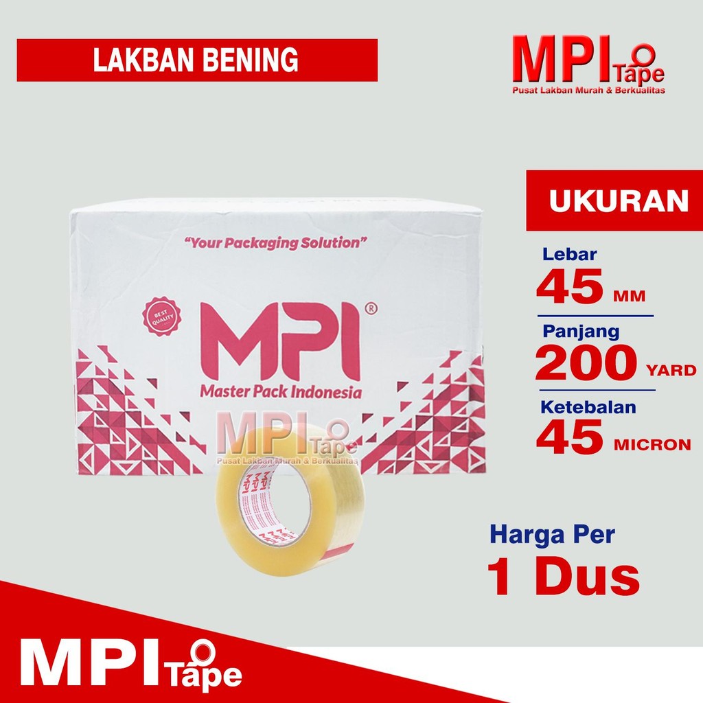 

1 Dus - Lakban Bening 45 mm x 200 Yard - Lakban Packing Hemat - MPI