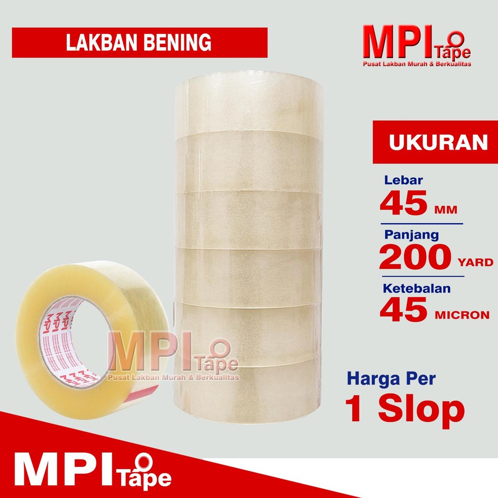 

1 Slop - Lakban Bening 45 mm x 200 yard - Lakban Packing Hemat - MPI