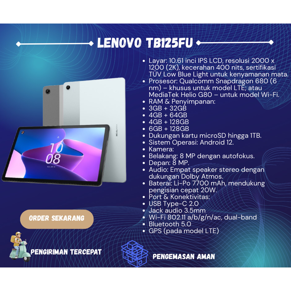 TABLET LENOVO Tab M10 Plus TB125FU SECOND TERMURAH Bandarnya Lenovo Terlengkap- Bandar Dus