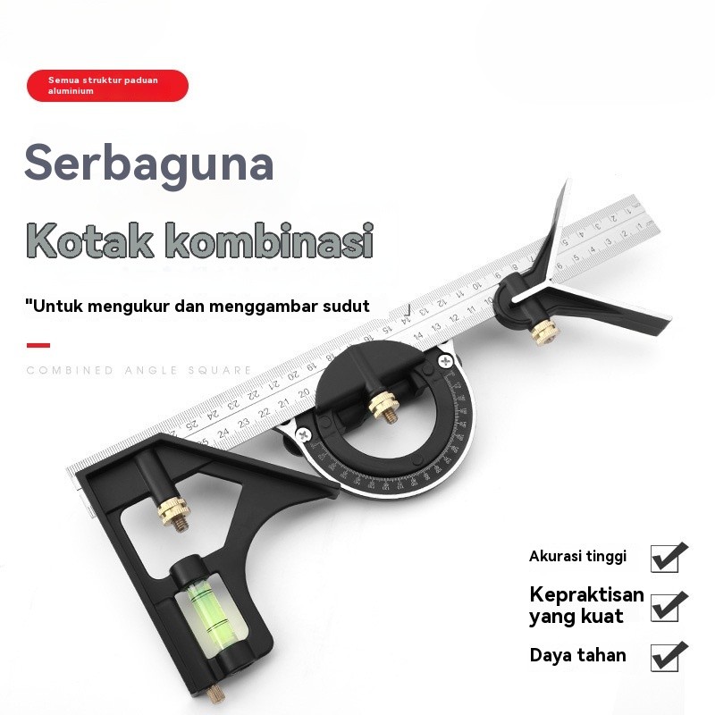 

Pengrajin Penggaris Sudut Kombinasi Aluminium Alloy yang Dapat Disesuaikan Alat Ukur Multifungsi Persegi Tukang Kayu Protraktor 90 Derajat 45 Derajat