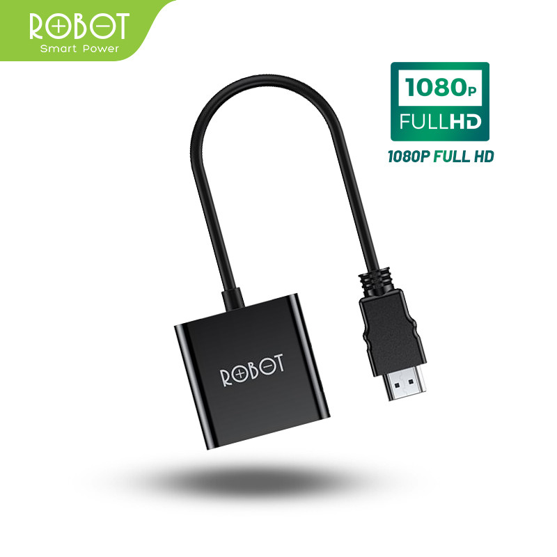 ROBOT Adapter Konektor HDMI TO VGA RHV10 Kualitas Resolusi HD Jernih Adapter Laptop Ke Proyektor Res