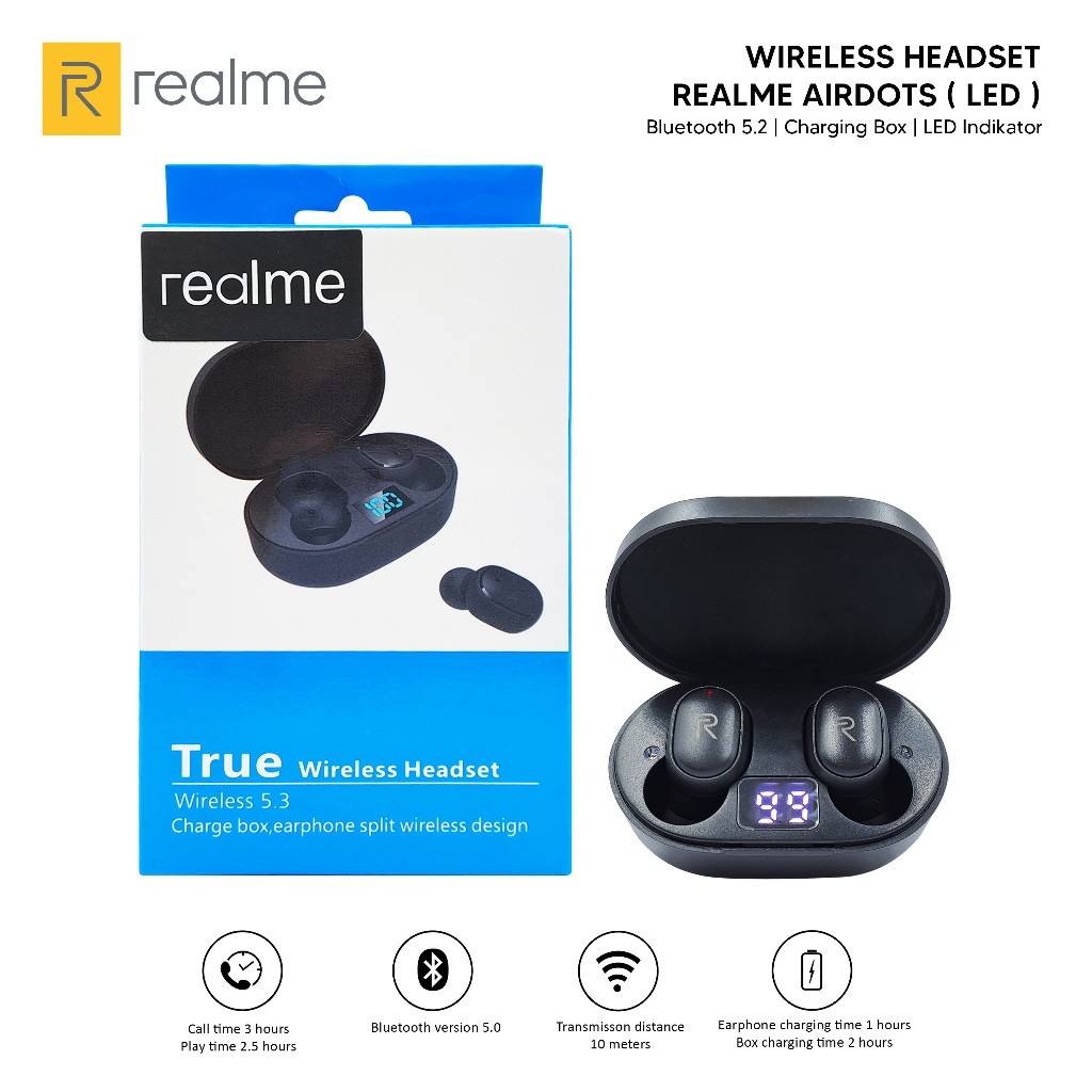 Realme Airdots Handsfree bluetooth 5,0 earphone earbuds wireless Kualitas Bagus