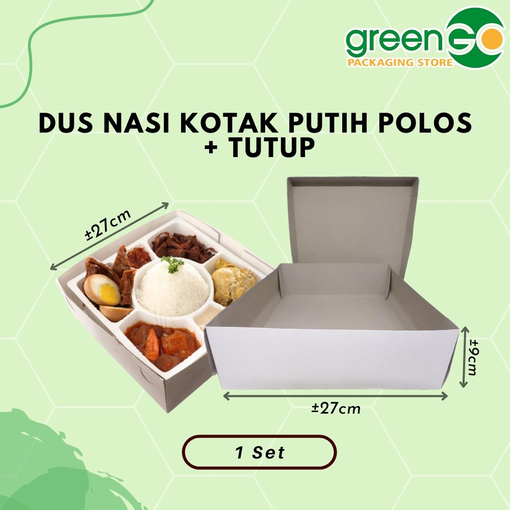 [LW] DUS NASI KOTAK PUTIH 27X27CM 1 SET TUTUP KARDUS NASI BOX DUS BESEK KOTAK SNACK HAJATAN UKURAN B