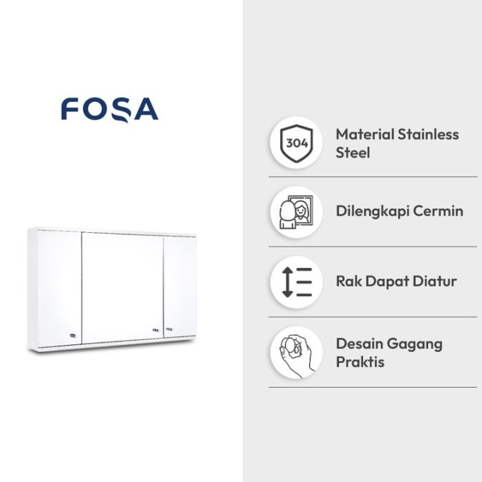 FOSA - Kabinet Dinding Kamar Mandi 3 Pintu W/ Cermin