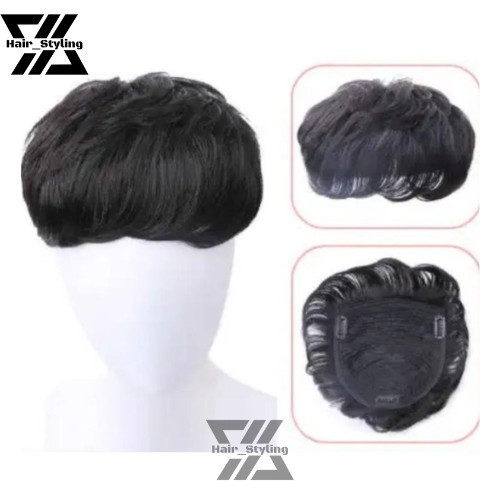 Wig Penutup Botak Pria Toupee Pria Wig Sebagian Penutup Botak Untuk