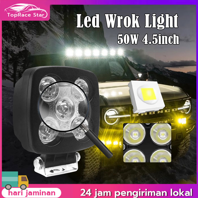 Lampu Led  45mm Lampu Tembak Sorot 50 Watt Dotrex 5 Mata Truck Off Road 12/24（V)