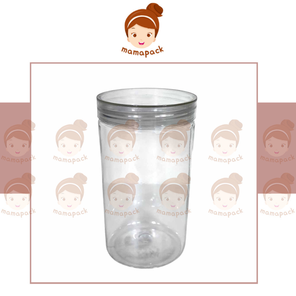Toples Silinder 1000ml PET Tutup Bening - Toples Plastik Bening Serbaguna Kapasitas Besar